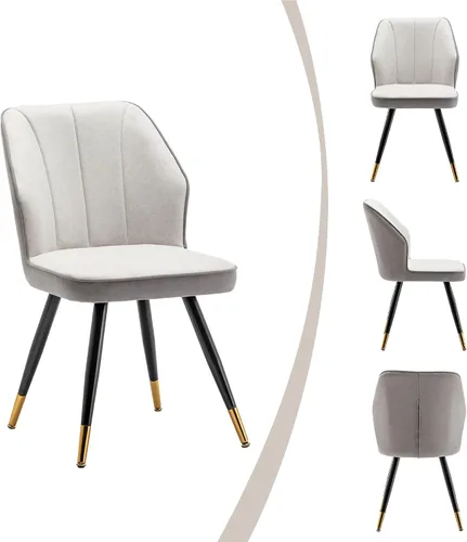 Vista 6 de Juego de 2 sillas de comedor, modernas sillas de comedor tapizadas sin brazos para cocina, comedor, escritorio, sillas laterales con patas de metal