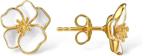 Vista 3 de Santuzza Aretes de oro macizo de 10 quilates con diamantes esmaltados para mujer