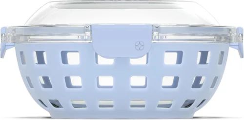 Vista 8 de Ello Duraglass - Recipiente de vidrio para preparación de comidas, 1.75 tazas, con funda de silicona y tapa de plástico hermética sin BPA, apto