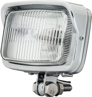 Lámpara delantera vintage para motocicleta de 16.5 cm x 8.9 cm, faro LED frontal mejorado, visor cuadrado cromado, montaje inferior - Ajuste