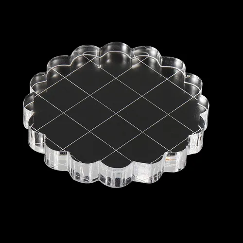 Vista 4 de PATIKIL Bloque de sello acrílico de 2 pulgadas, bloque de estampado transparente con líneas de cuadrícula, bloques de montaje decorativos redondos