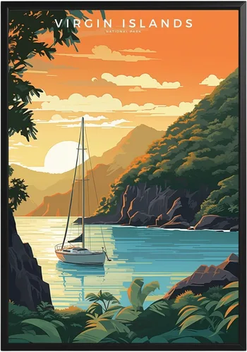 Vista 12 de Póster del Parque Nacional Acadia, arte abstracto de la pared, arte de pared de paisaje natural retro, impresiones artísticas de pared para oficina