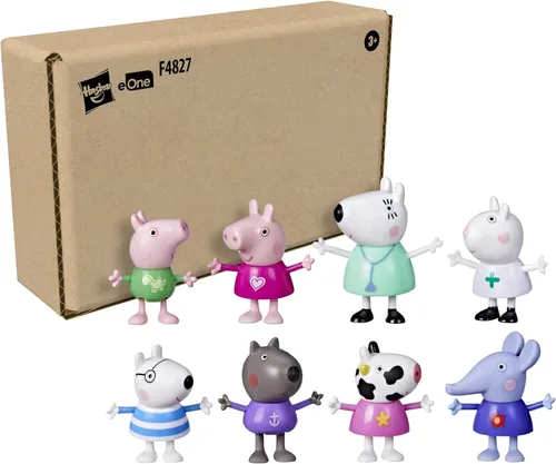 Vista 2 de Peppa Pig Paquete de figuras de Dr. Polar Bear Calls On Peppa and Friends, incluye 8 figuras, juguetes preescolares, a partir de 3 años