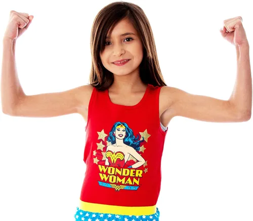 Vista 4 de DC Comics - Conjunto de pijama de mujer maravilla de 2 piezas para niñas