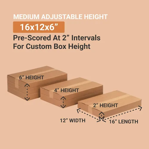 Vista 3 de AVIDITI Cajas de mudanza grandes 16 pulgadas de largo x 12 pulgadas de ancho x 6 pulgadas de alto, paquete de 25 Caja de cartón corrugado