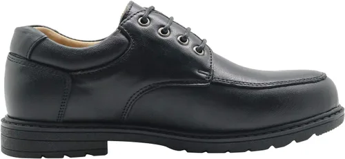 Vista 4 de AHANNIE - Zapatos de vestir clásicos de piel para niños con cordones negros para niños (niño pequeñoniño grande)