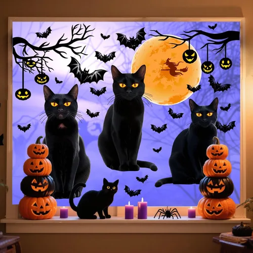 Vista 2 de Decoración de ventana de Halloween se adhiere a calcomanías de cristal