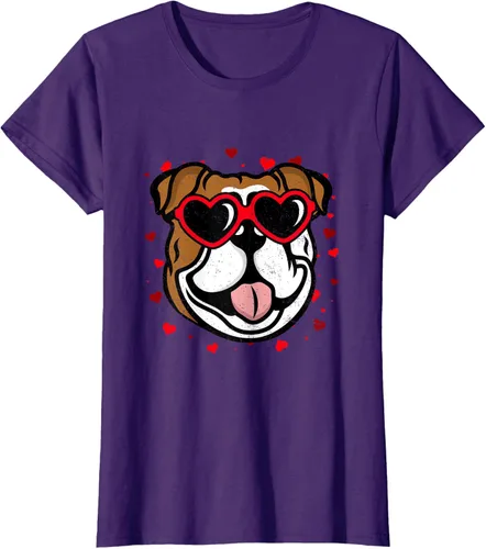 Vista 8 de Bulldog Valentine - Camiseta para amantes de las gafas de sol para perros, Negro