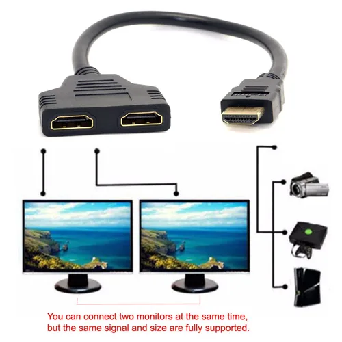 Vista 2 de chenyang Adaptador de cable de extensión de interruptor divisor HDMI 1 a 2 con conector micro y mini HDMI