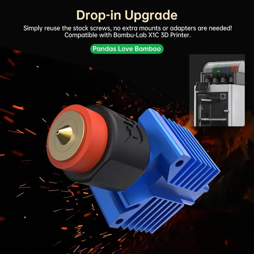 Vista 5 de BIQU Panda Revo Hotend para impresora 3D Bambu-Lab X1C, Hotend de alto flujo hasta 40mm3/s, equipado con reemplazo de boquilla rápida E3D