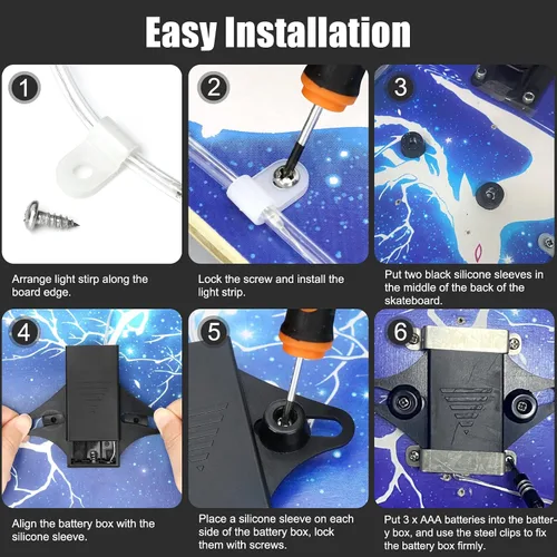 Vista 5 de LED Skateboard Light, Remote Control Skateboard Light, Longboard Light,Shortboard Light,16 Color Change by Yourself, Waterproof, Shockproof,Super