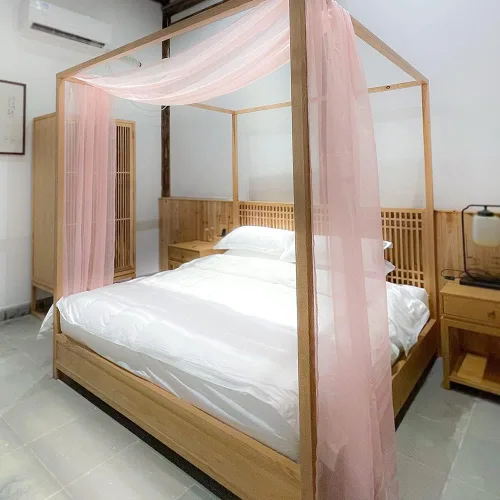 Vista 13 de Linentalks Cortinas de cama negras para cama individual, bufanda de cama transparente de lujo, cortinas de cama con cenefa, cortinas de cama