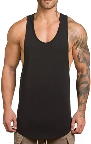 Vista 2 de ZUEVI Camisetas sin mangas musculares para hombre, corte de lados abiertos, chaleco de culturismo, gimnasio, entrenamiento, Stringer camisetas