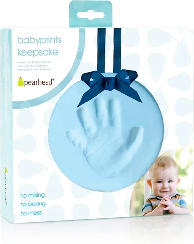 Vista 9 de Pearhead Easy DIY Babyprints - Kit de adornos de huellas de bebé con cinta, color azul (paquete de 2)