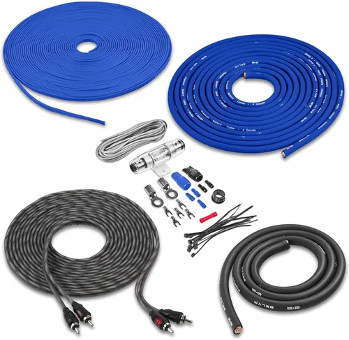 Vista 19 de Belva True 1/0 Calibre AWG Premium CCA Kit Completo de Cableado de Amplificador con Cable RCA OFC de 2 Canales - BAK02BL Azul