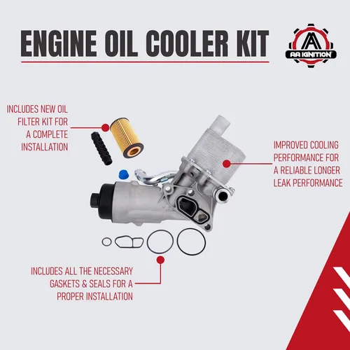 Vista 3 de Kit de carcasa del filtro del enfriador de aceite del motor con juntas, tapa y sellos. Reemplaza 55566784, 88179-91400 - Compatible con vehículos