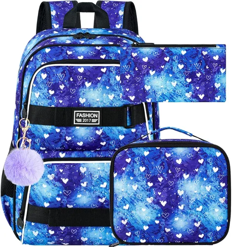 Vista 17 de Mochila para laptop, 16 pulgadas, bolsa escolar y bolsa de almuerzo, mochilas resistentes al agua para adolescentes, niñas, mujeres, estudiantes