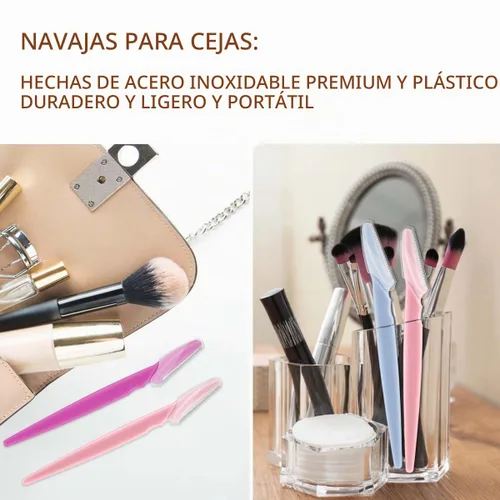 Vista 4 de 12 piezas de maquinilla de afeitar de cejas para mujer, herramienta de dermaplaning, recortadora de cejas con cubierta de seguridad, afeitadora