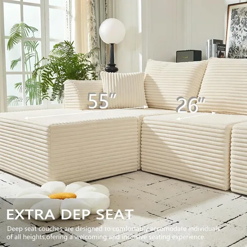 Vista 8 de Sofá seccional deshuesado de 130 pulgadas, moderno sofá modular con soporte, sala de estar, apartamentos, dormitorio, no requiere montaje, sofá