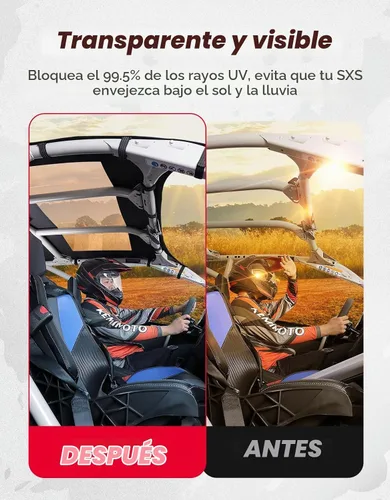 Vista 3 de KEMIMOTO X3 Max - Techo de PVC compatible con Can Am Maverick X3 Max Deflectores X3 Roof Top Sun Visor Impermeable Resistente a la Fricción Bimini