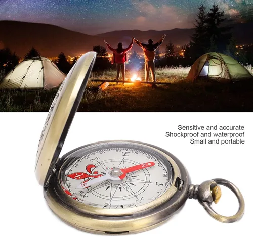Vista 3 de Brújula de latón senderismo durable a prueba de golpes impermeable herramienta de navegación para acampar al aire libre caza supervivencia J35