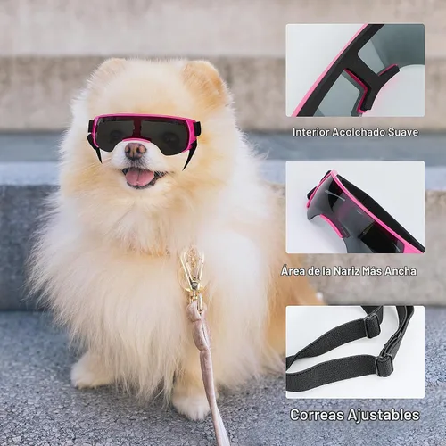 Vista 3 de Gafas de sol para perros de razas pequeñas, protección UV, resistente al viento, antivaho, al aire libre, ciclismo, playa, protección ocular