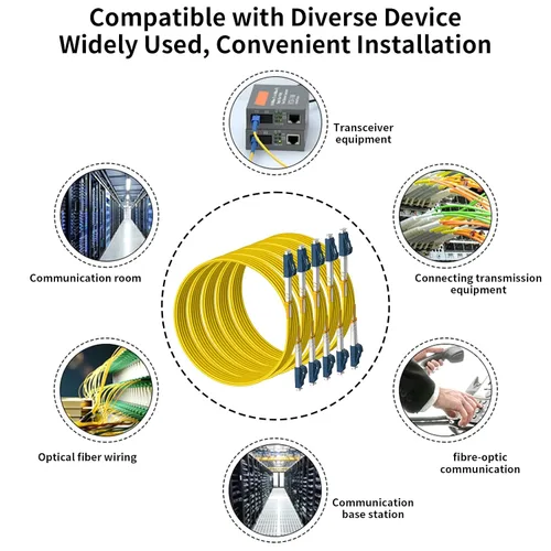 Vista 6 de Cable de conexión de fibra óptica dúplex monomodo 9/125µm 0.079 in de diámetro, compatible con OS1/OS2, 16.4 ft (7 pulgadas) Fiber Optic Cable, SM