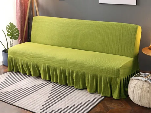 Vista 11 de IMYOGI Fundas de sofá de alta elasticidad sin brazos con falda, funda elástica ajustable de color sólido, protector de muebles para niños, mascotas
