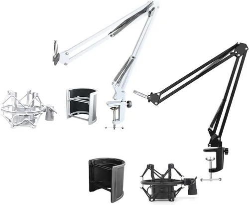 Vista 3 de NB35 Microphones Stand for Table Microphones Arm Swivels and MS089SV Microphones Shock Mount Silver for Track