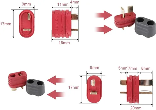 Vista 8 de Amass - 10 pares de conectores en T actualizados de la funda Deans Conector Deans Plug para piezas RC (10 pares de enchufe en T)