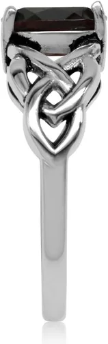 Vista 3 de Silvershake - Anillo de plata de ley 925 con piedra de nacimiento ovalada de 8 x 6 mm, acabado antiguo o chapado en oro amarillo, con nudo celta