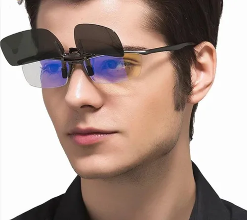 Vista 5 de ZYZH 2x Polarized Clip On Sunglasses Flip Up Fit Over Night Vision Glasses Anti Glare Men Women Driving Sports with Box