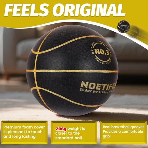 Vista 4 de Balón de baloncesto silencioso con peso de 580g mejorado, balón de entrenamiento interior de alta densidad y silencioso con caja de regalo