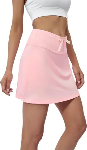 Vista 3 de MELOO Falda deportiva de tenis para mujer, cintura alta, falda pantalón de golf para verano, para correr, casual, entrenamiento, 4 bolsillos
