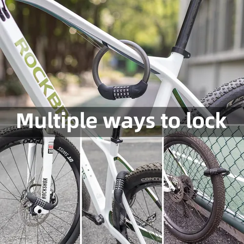 Vista 5 de ROCKBROS - Cable de bloqueo de bicicleta de 5 dígitos ligero antirrobo