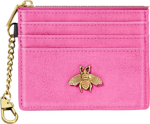 Vista 75 de SEAVILIA Tarjetero llavero cartera para mujer con ventana de identificación RFID monedero regalo abeja delgada minimalista pequeña cartera