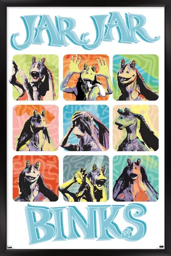 Vista 8 de Trends International Star Wars: The Phantom Menace - Jar Jar Binks Grid - Póster de pared, 22.4 pulgadas de largo x 14.7 pulgadas, versión enmarcada