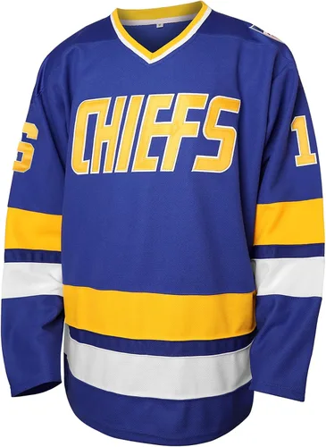Vista 3 de Hanson Brothers - Camiseta de hockey 16 Charlestown Chiefs 17 Jeff Slap Shot 18, camiseta de hockey de película, azul, blanco, S-3XL
