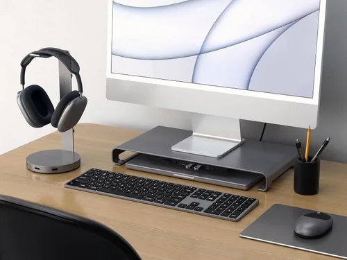 Vista 9 de Satechi - Soporte para monitor USB-C Hub, 3 puertos USB 3.0, para computadoras de escritorio USB-C data port, micro/SD card readers, audio jack