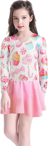Vista 3 de Leotardos de gimnasia con falda para niñas, tutú de ballet, vestido de danza, leopardo, sirena, unicornio, falda de gimnasia