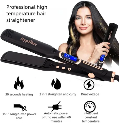 Vista 6 de Plancha plana de titanio con pantalla digital para controlar con precisión la temperatura, 1 pulgada para cabellos gruesos y rizados, profesional