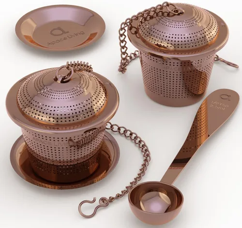 Vista 2 de Oro rosa - Infusor de té + cuchara de té mediana