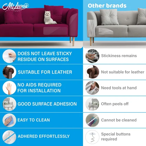 Vista 3 de Protector de muebles antiarañazos para gatos, protector de arañazos de sofá contra gatos, protección de muebles contra arañazos de gatos (10XL)
