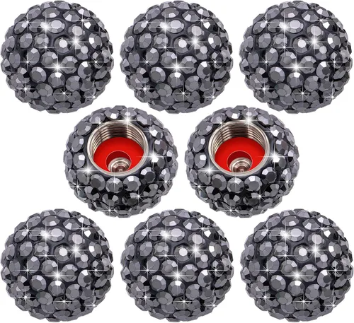 Vista 20 de 4 piezas de tapas de vástago de válvula de neumático con brillo de cristal y diamante, tapas de válvula de neumático de rueda de coche con brillo