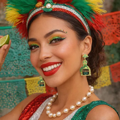 Vista 3 de Regalos de tequila para mujer, aretes de Margarita, aretes de tequila, aretes de vacaciones para mujer, aretes de champán para mujer, regalos