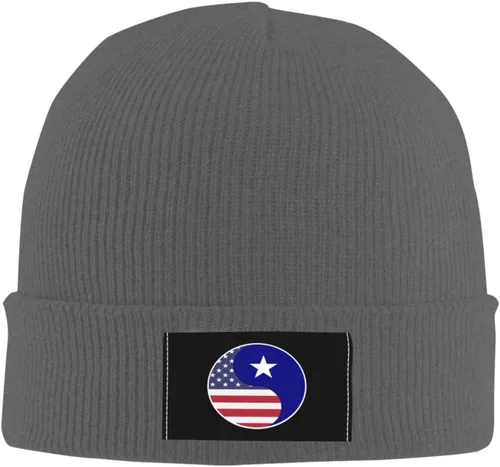 Vista 2 de Yin Yang Flag Combination of America and Bonnie Blue Flag Beanie Hat for Men Women Warm Cozy Knit Skull Cap Acrylic Winter Hats