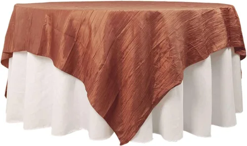 Vista 30 de Efavormart - Mantel cuadrado de tafetán arrugado de acordeón beige de 72 x 72 pulgadas
