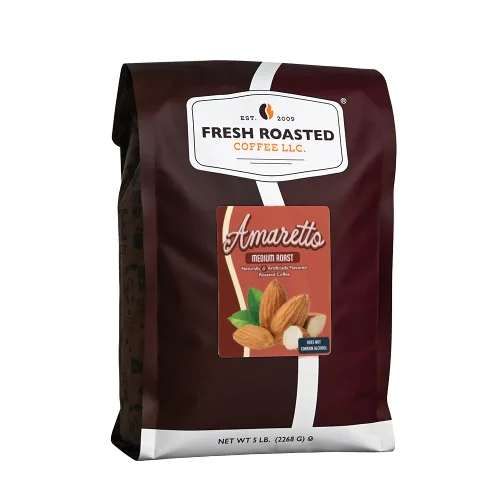 Vista 35 de Fresh Roasted Coffee, Amaretto - Café saborizado, 12 onzas, tostado medio, Kosher, grano entero