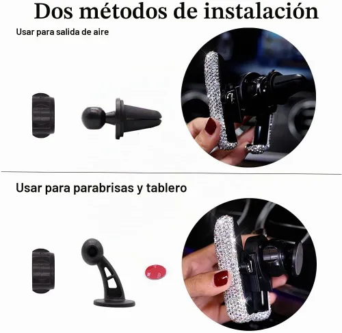Vista 5 de SUNCARACCL - Soporte de teléfono negro brillante para ventilación de automóvil, mini soporte para teléfono Universal 360 Degrees Adjustable