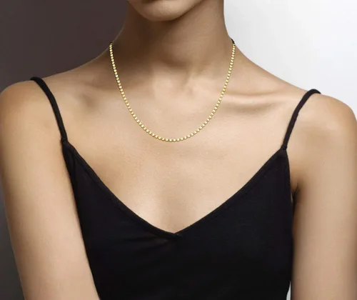 Vista 3 de Miabella 18K Gold Over 925 Sterling Silver Italian Sparkle Mirror Link Chain Necklace for Women Teen Girls, Made in Italy